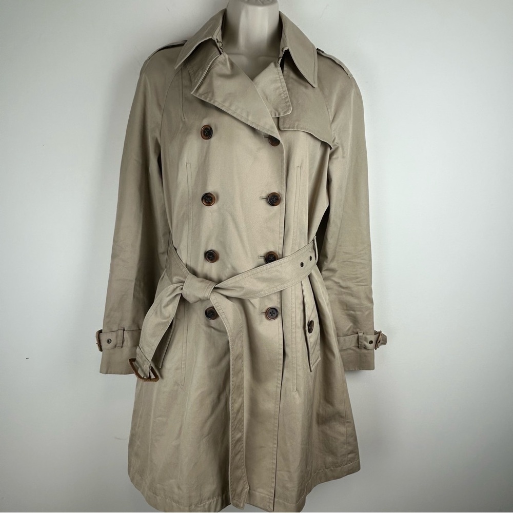 Banana Republic Trench Coat sz MP Belted Double Breasted Classic Old Money